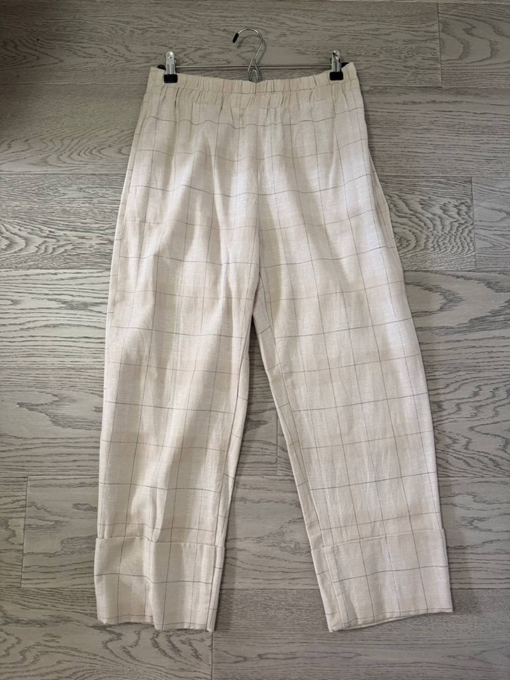 Zara Beige Plaid Ankle Pants